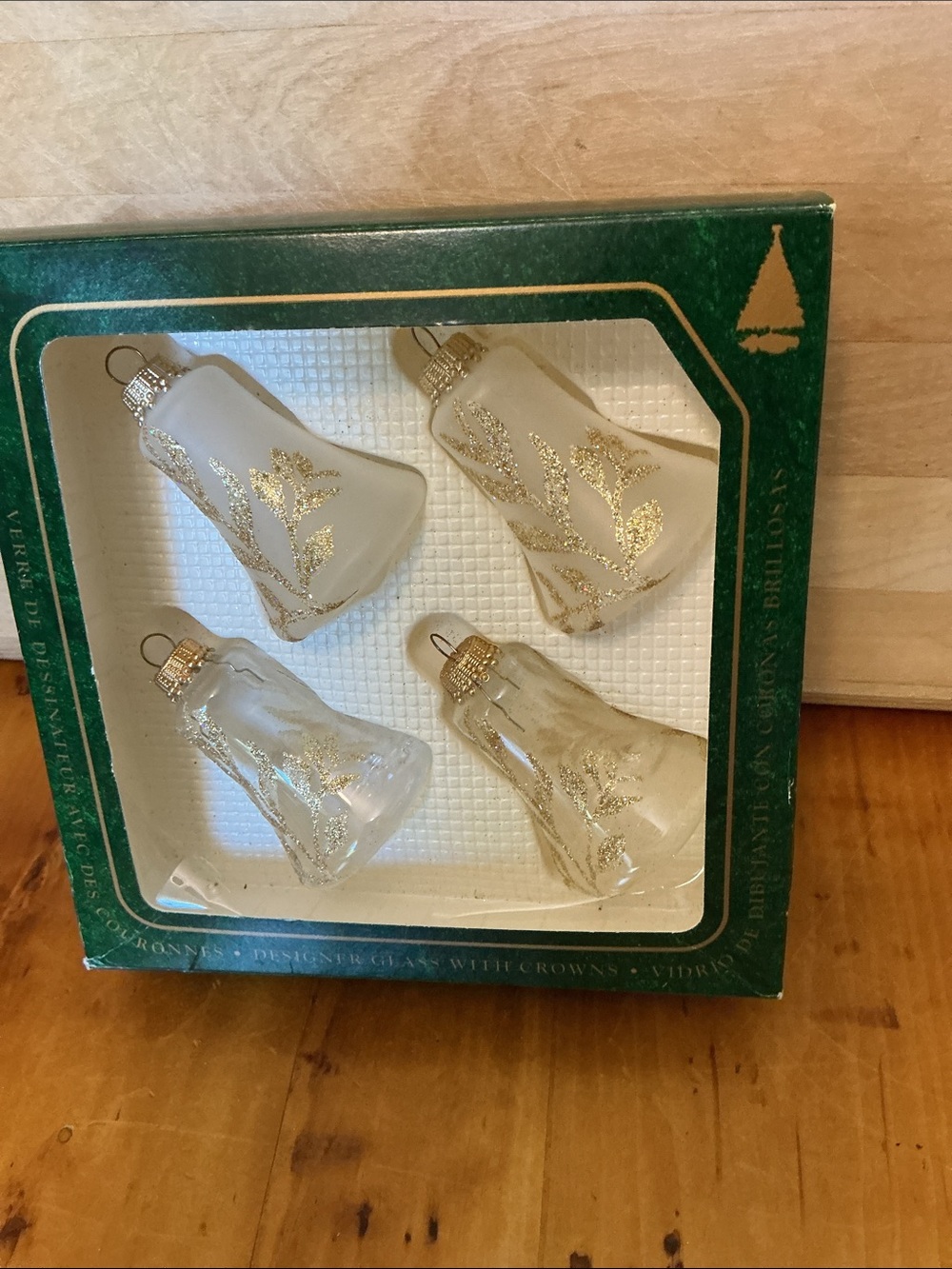 Vintage Victorian Glass Bell Ornaments New in Box Christmas